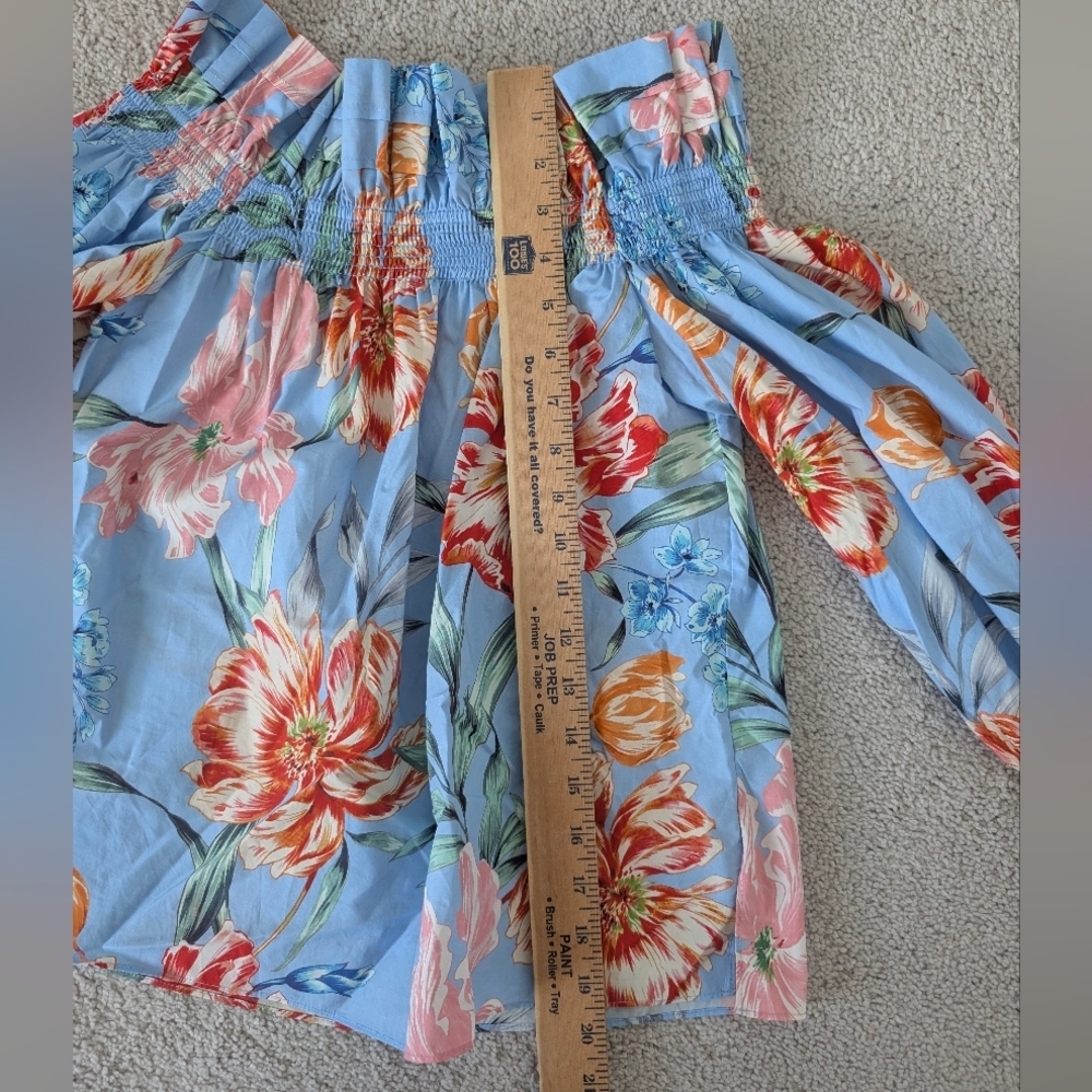 Christy Lynn Women Cotton Floral Printed Off The Shoulder Blouse Blue Size Small - Picture 10 of 10